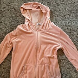 pink velour zip up hoodie